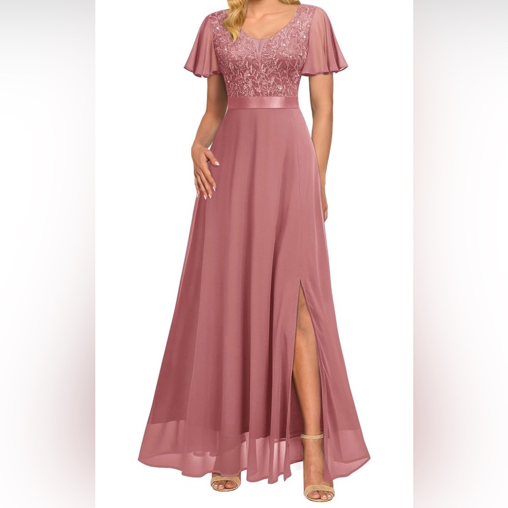 Elegant Dusty Rose Evening Gown